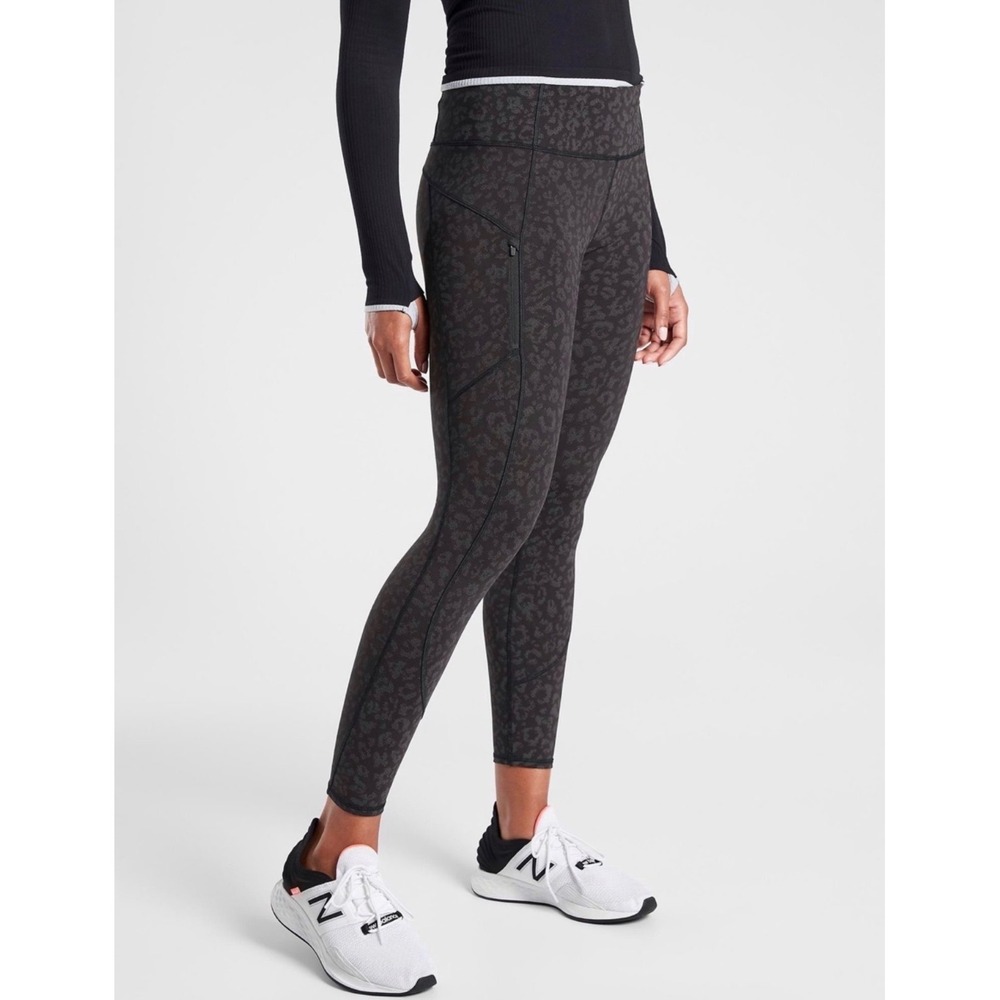 Athleta Rainier Reflective Leopard Tight Women S Black Activewear